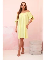 Dámské viskózové šaty s vázáním na rukávech pistáciové Dámské viskózové šaty s vázáním na rukávech pistáciové