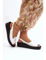 Dámské kožené sandály na tlusté podrážce Zazoo 2893 bílé