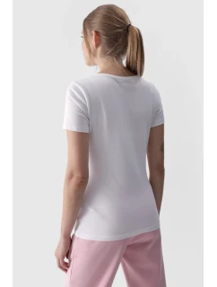 Hladké dámské tričko s logem bílé model 21668535 - 4F