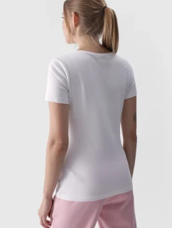 Hladké dámské tričko s logem bílé model 21668535 - 4F
