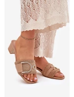 Dámské Sandály Na Podpatku S Ozdobným Detalem Tmavě Béžové model 21699808 - Boto Dámské Sandály Na Podpatku S Ozdobným Detalem Tmavě Béžové model 21699808 - Boto