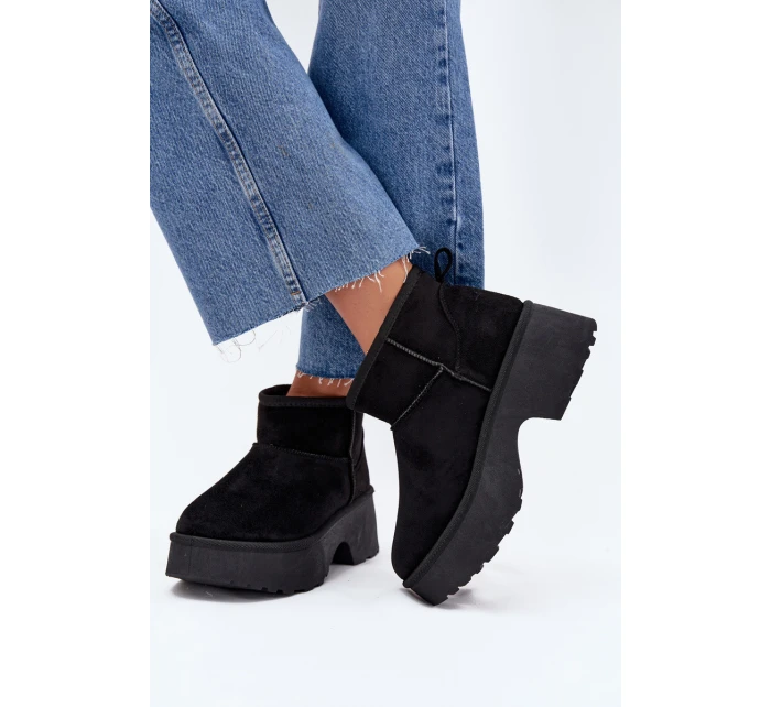 Dámské Nízké Sněhule Na Zasun S Oteplením S Hřejivým Kožíškem Černé Mavelle Dámské Nízké Sněhule Na Zasun S Oteplením S Hřejivým Kožíškem Černé Mavelle