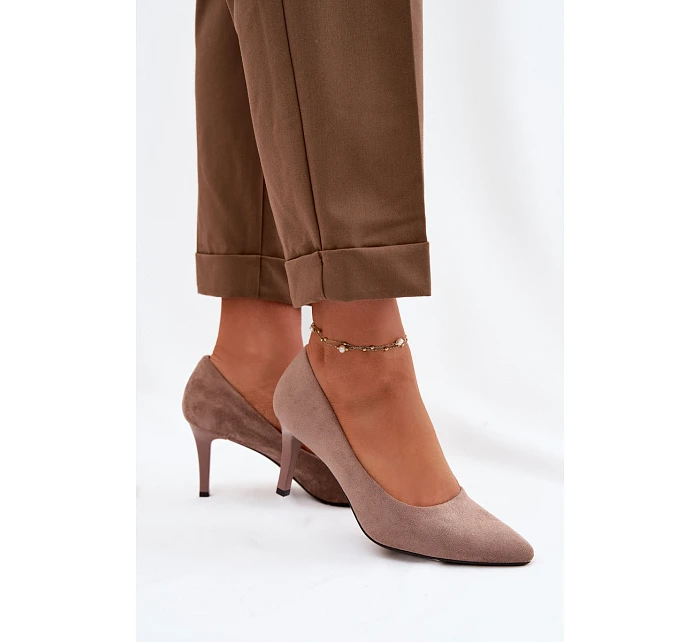 Ekologické semišové lodičky Sergio Leone 1336 Světle hnědé