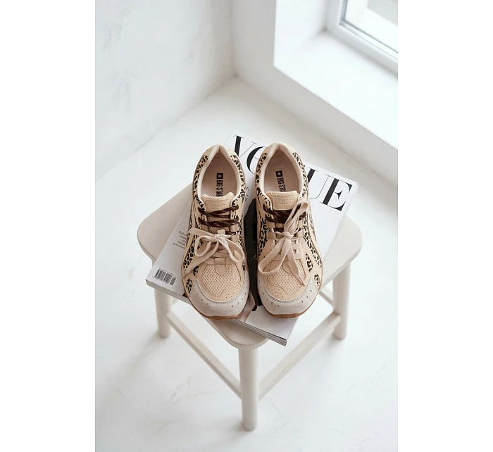 Kožené semišové dámské tenisky Big Star model 22074804 béžové - Big Star Shoes Kožené semišové dámské tenisky Big Star model 22074804 béžové - Big Star Shoes