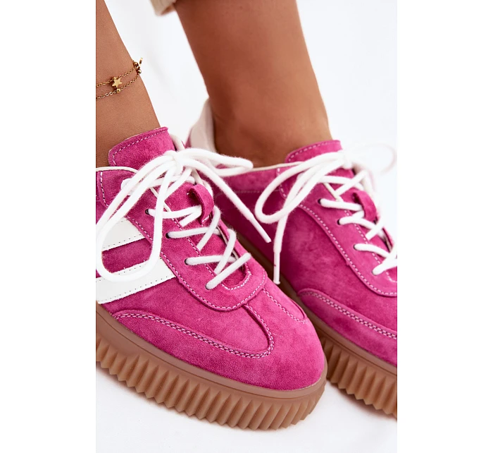 Dámské semišové tenisky na platformě fuchsiové model 22100209 - Boto Dámské semišové tenisky na platformě fuchsiové model 22100209 - Boto