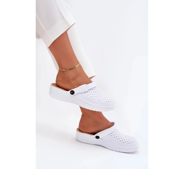 Dámské pěnové pantofle typu clogs Faylina – bílé