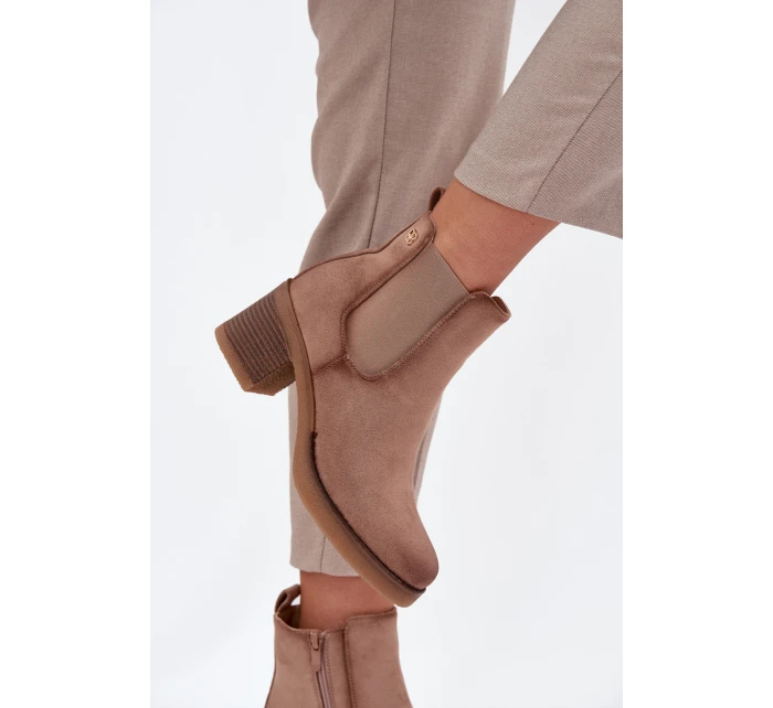 Dámské kotníkové boty Zelia na sloupku – béžové Dámské kotníkové boty Zelia na sloupku – béžové