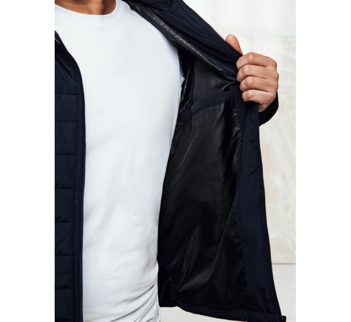 Pánská přechodná prošívaná bunda s kapucí tmavě modrá FashionStreet TX5008