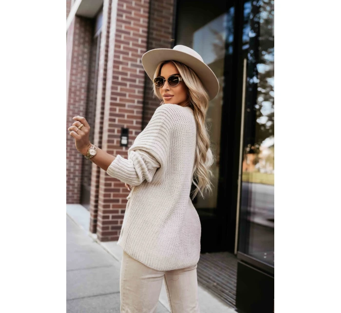 svetr s kapsami a manžetami béžový model 21366272 - numoco basic