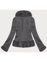Krátká dámská zavazovací bunda v grafitové barvě Ann Gissy (K0327)