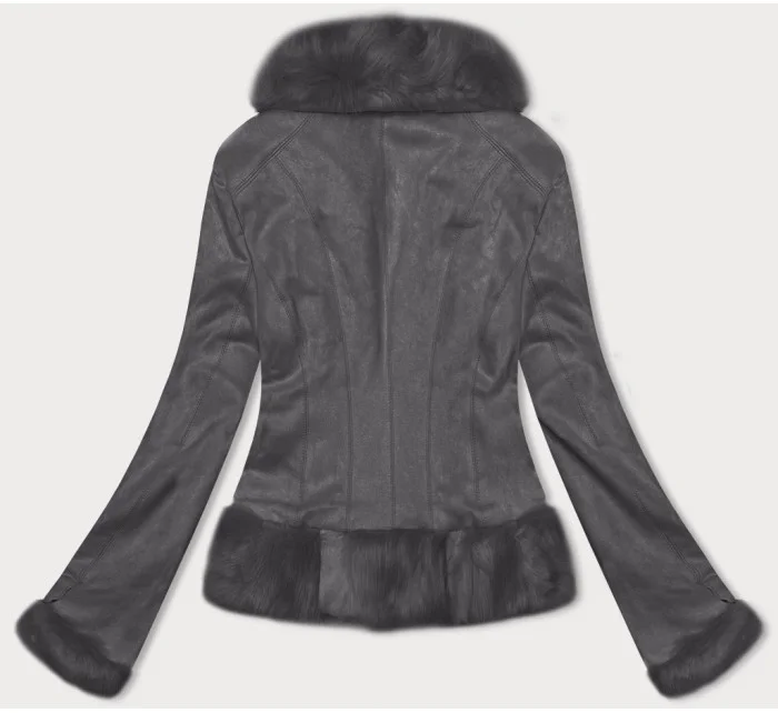 Krátká dámská zavazovací bunda v grafitové barvě Ann Gissy (K0327)