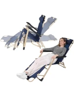 TURISTICKÉ VÍCEPOLOHOVÉ KŘESLO GARDA S OPĚRKOU HLAVY TMAVĚ MODRÁ - BÉŽOVÁ