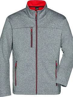 Daiber JN 1148 Pánská 2-vrstvá melanžová softshell bunda 02.1148 dark melange/red