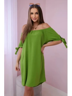 Šaty svázané na rukávech oliva