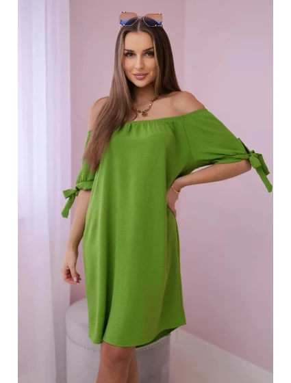 Šaty svázané na rukávech oliva Šaty svázané na rukávech oliva