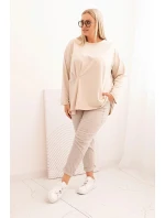 Dámská blůza Plus Size s bavlnou, kapsou a ohrnutým rukávem kiwi Dámská blůza Plus Size s bavlnou, kapsou a ohrnutým rukávem kiwi