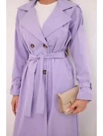 Dámský kabát v pase s límcem světle fialový Dámský kabát v pase s límcem světle fialový