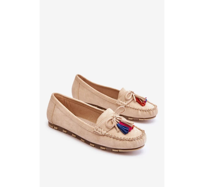 Semišové Mokasíny S Mašlí A Béžove model 21623151 - Boto