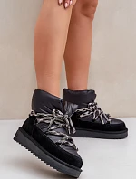 Semišové Sněhule Dámské S Hlavními Šněrováním D.Franklin DFSH375003 Černé