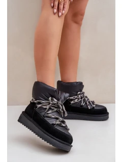 Semišové Sněhule Dámské S Hlavními Šněrováním D.Franklin DFSH375003 Černé