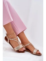 Dámské Plátěné Sandály S Pásky S.Barski KV51-120 Růžové Zlato Dámské Plátěné Sandály S Pásky S.Barski KV51-120 Růžové Zlato