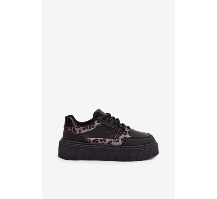 Dámské tenisky na platformě Big Star model 21706532 leopardí černé - Big Star Shoes