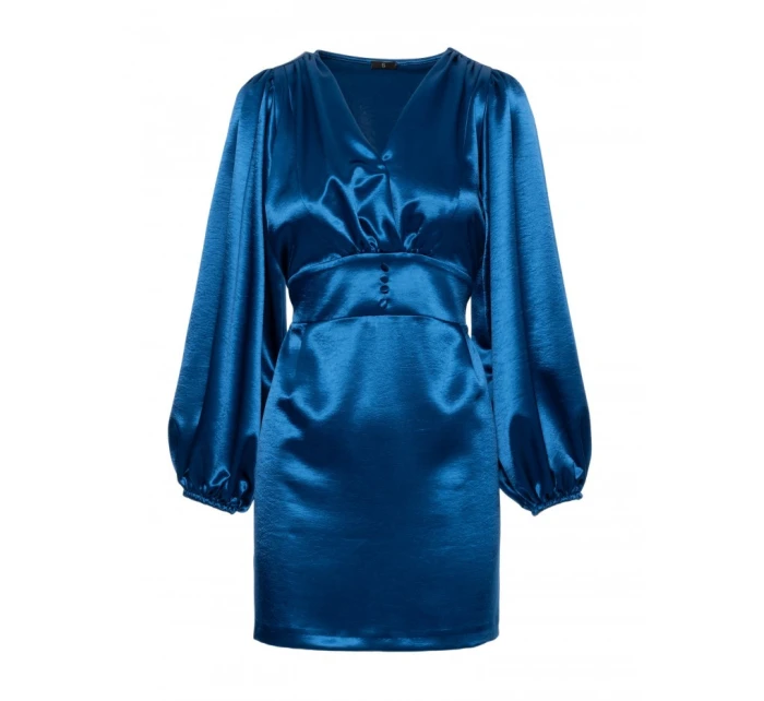 Saténové mini šaty s rukávy  modré model 21479307 - Moe
