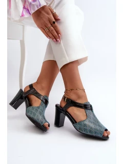 Tyrkysové tyrkysové dámské sandály na vysokém podpatku Queenmarie vyrobené z eko kůže