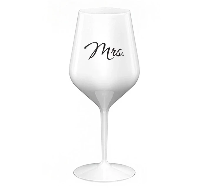 MRS. - bílá nerozbitná sklenice na víno 470 ml