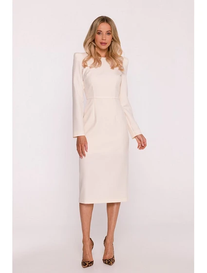 Tužkové šaty s ozdobnými rameny  kost  model 22290548 - STYLOVE