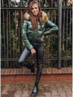 Dámská zimní prošívaná krátká bunda zelená model 21963982 - Dstreet