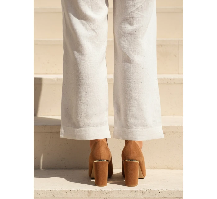 Dámské semišové lodičky na jehlovém podpatku světle hnědé FashionStreet ZY1397