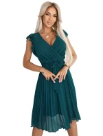 Plisované šaty s výstřihem a volánky model 21138303 - numoco