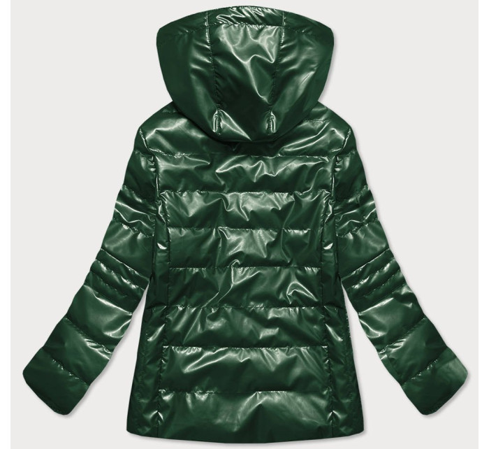 Lesklá zelená prošívaná dámská bunda (2021-04BIG)