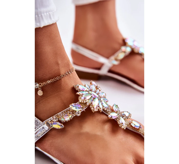 Dámské sandály žabky s kubickými zirkony stříbrne Solea Dámské sandály žabky s kubickými zirkony stříbrne Solea