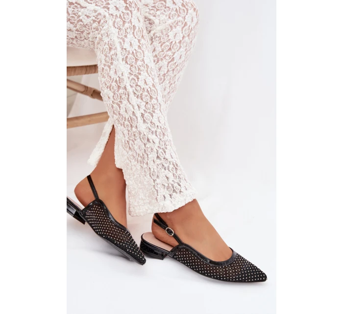 model 22032133 síťované baleríny s otevřenou patou Černé - Boto