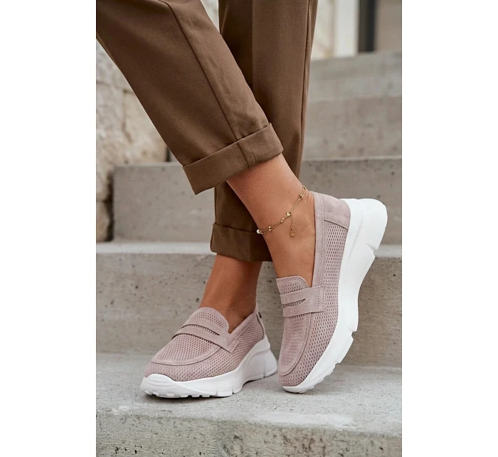 Dámské mokasíny z přírodního semiše na platformě Vinceza Béžové Dámské mokasíny z přírodního semiše na platformě Vinceza Béžové