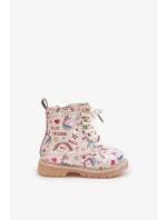 Dětské Zateplené Kotníkové Boty Se Zipem Jednorožci Béžové Tiptop