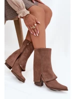 Dámské kozačky s vyvýšenou manžetou Vinceza 16516 – béžové