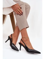 Lakované dámské lodičky na jehlovém podpatku – černé Phelia Lakované dámské lodičky na jehlovém podpatku – černé Phelia