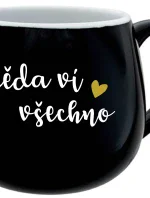 DĚDA VÍ VŠECHNO - černý keramický hrníček 300 ml