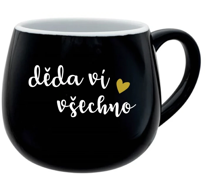 DĚDA VÍ VŠECHNO - černý keramický hrníček 300 ml DĚDA VÍ VŠECHNO - černý keramický hrníček 300 ml