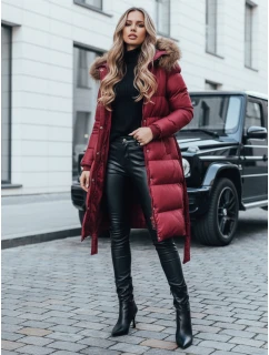 Dámská prošívaná zimní bunda s kožešinou červená Dstreet model 21990861 - FashionStreet
