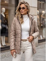 Dámská prošívaná bunda s odnímatelnou kapucí, béžová, FashionStreet TY5793 Dámská prošívaná bunda s odnímatelnou kapucí, béžová, FashionStreet TY5793
