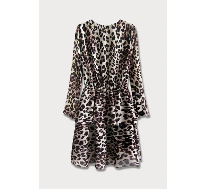 Béžové dámské šaty s přeloženým obálkovým výstřihem (454/2ART) Béžové dámské šaty s přeloženým obálkovým výstřihem (454/2ART)