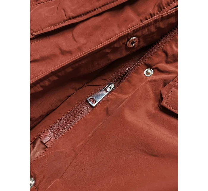 Dámská zimní bunda v cihlové barvě s páskem (f7039-5) Dámská zimní bunda v cihlové barvě s páskem (f7039-5)