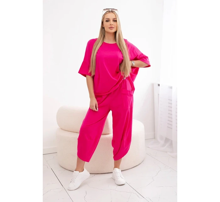 Bavlněný komplet halenka + kalhoty fuchsie Bavlněný komplet halenka + kalhoty fuchsie