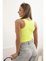 Dámská pruhovaná top s ramínky a ozdobnou nášivkou žlutý neon Dámská pruhovaná top s ramínky a ozdobnou nášivkou žlutý neon