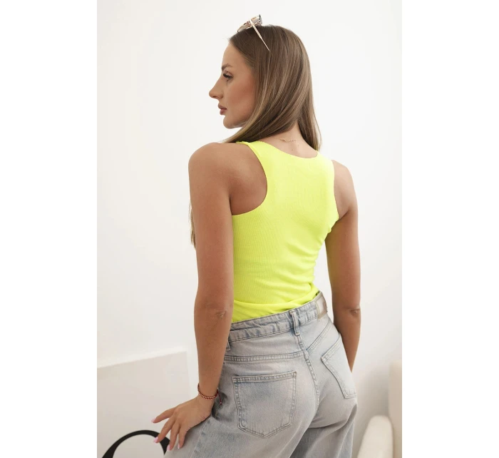 Dámská pruhovaná top s ramínky a ozdobnou nášivkou žlutý neon Dámská pruhovaná top s ramínky a ozdobnou nášivkou žlutý neon