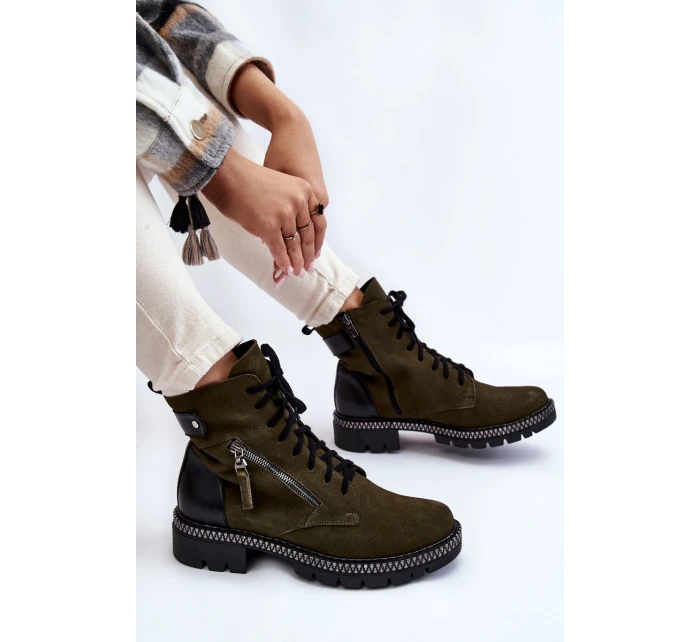 Semišové zateplené boty model 21605472 Zelená - Laura Messi